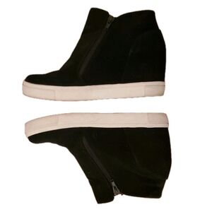 Brash Brand Sleek Black Wedge Sneakers Side Zip Womens Size 9